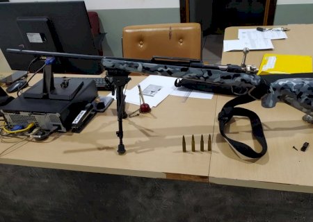Polícia Civil de Maracaju prende indivíduos em flagrante com fuzil .762