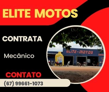 Oportunidade de emprego; empresa localizada em Bonito contrata mecânico de moto