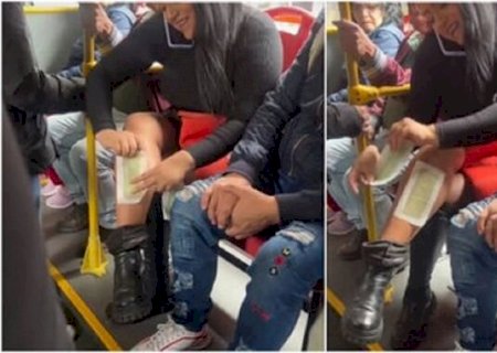 Mulher depila as pernas dentro de ônibus e vídeo viraliza nas redes sociais