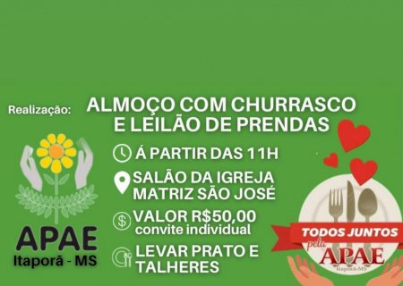 Itaporã se Une pela APAE: Almoço Beneficente neste Domingo