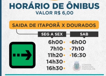 Horários de ônibus entre Itaporã e Dourados são atualizados; confira as mudanças