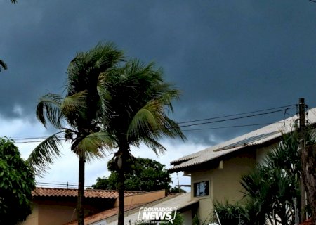 Inmet emite alerta de tempestade para Dourados  e Região com risco de chuva intensa, ventos fortes e granizo