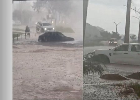 Vendaval com granizo provoca alagamentos e transtornos em Chapadão do Sul