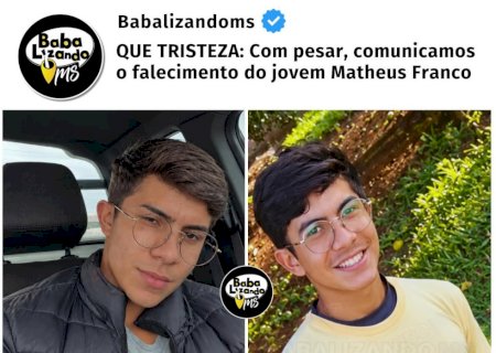 Sidrolândia – Com pesar, comunicamos o falecimento do jovem Matheus Franco, vítima de um grave acidente de motocicleta